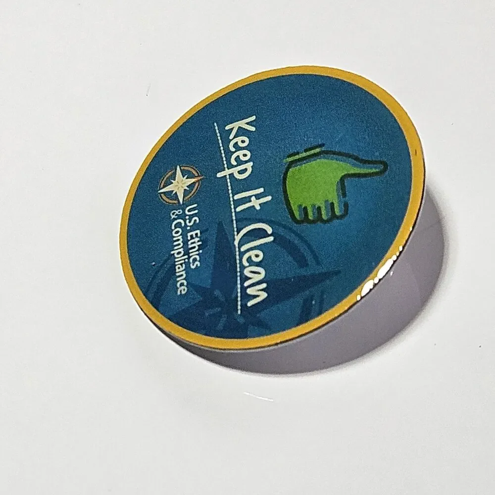 Walmart Keep It Clean U.S. Ethics & Compliance Lapel Pin Silver Tone Blue Yellow